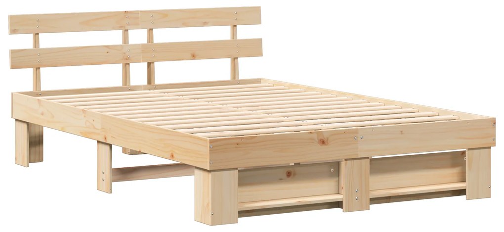 vidaXL Σκελετός Κρεβατιού Καφέ 140 x 200 cm Μασίφ ξύλο πεύκου