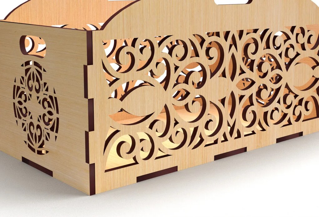 Σετ των 2 Intra απο ξύλο plywood  Χρώμα wenge 3mm-4mm πάχος - Διακοσμητικό κουτί δώρου Δίσκος κοπής με λέιζερ Δίασταση 15x15 cm INTRAFABR-30616193