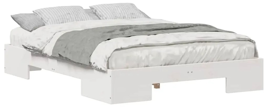 vidaXL Κρεβάτι δαπέδου Λευκό 120 x 200 cm Μασίφ ξύλο πεύκου