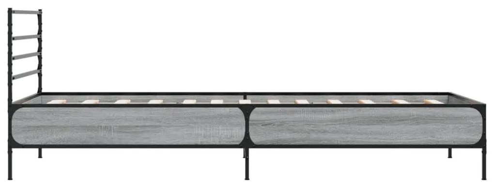 Πλαίσιο Κρεβατιού Γκρι Sonoma 90x200 εκ. Επεξ. Ξύλο &amp; Μέταλλο - Γκρι