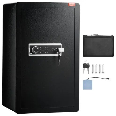 VEVOR Single Door 3.5 cu.ft Safe Box with Key Lock Password &amp; Fingerprint Black