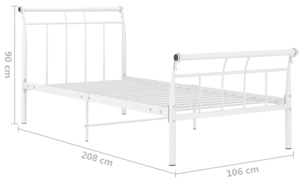 vidaXL Πλαίσιο Κρεβατιού Λευκό 100 x 200 εκ. Μεταλλικό