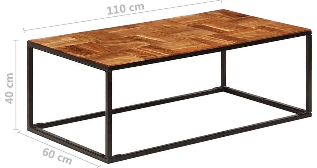 vidaXL Τραπεζάκι Σαλονιού 110x60x40 εκ. Μασίφ Ξύλο Ακακίας &amp; Ατσάλι