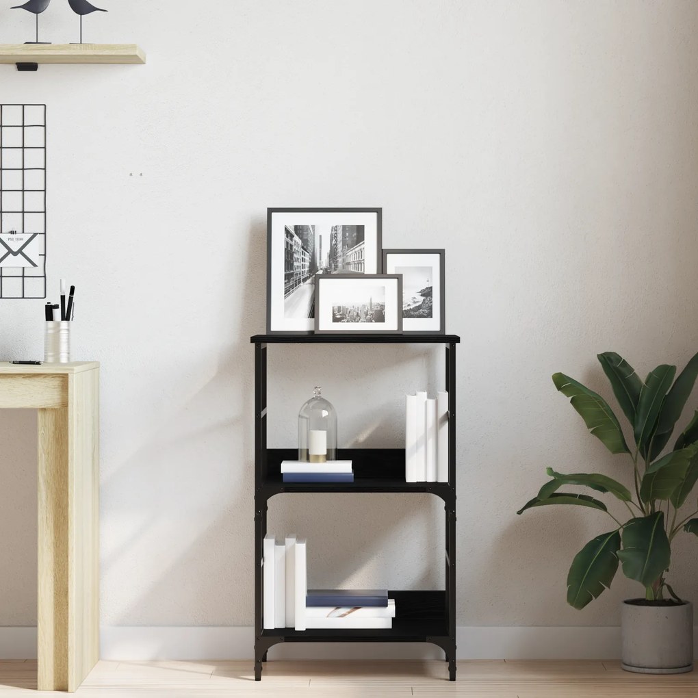 vidaXL Βιβλιοθήκη  Μαύρη Δρυς 50x33x82 εκ. Επεξεργασμένο Ξύλο και Χάλυβας