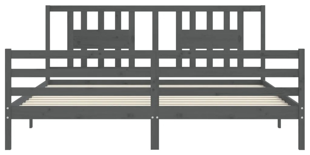 vidaXL Πλαίσιο Κρεβατιού με Κεφαλάρι Γκρι 200x200 εκ. Μασίφ Ξύλο