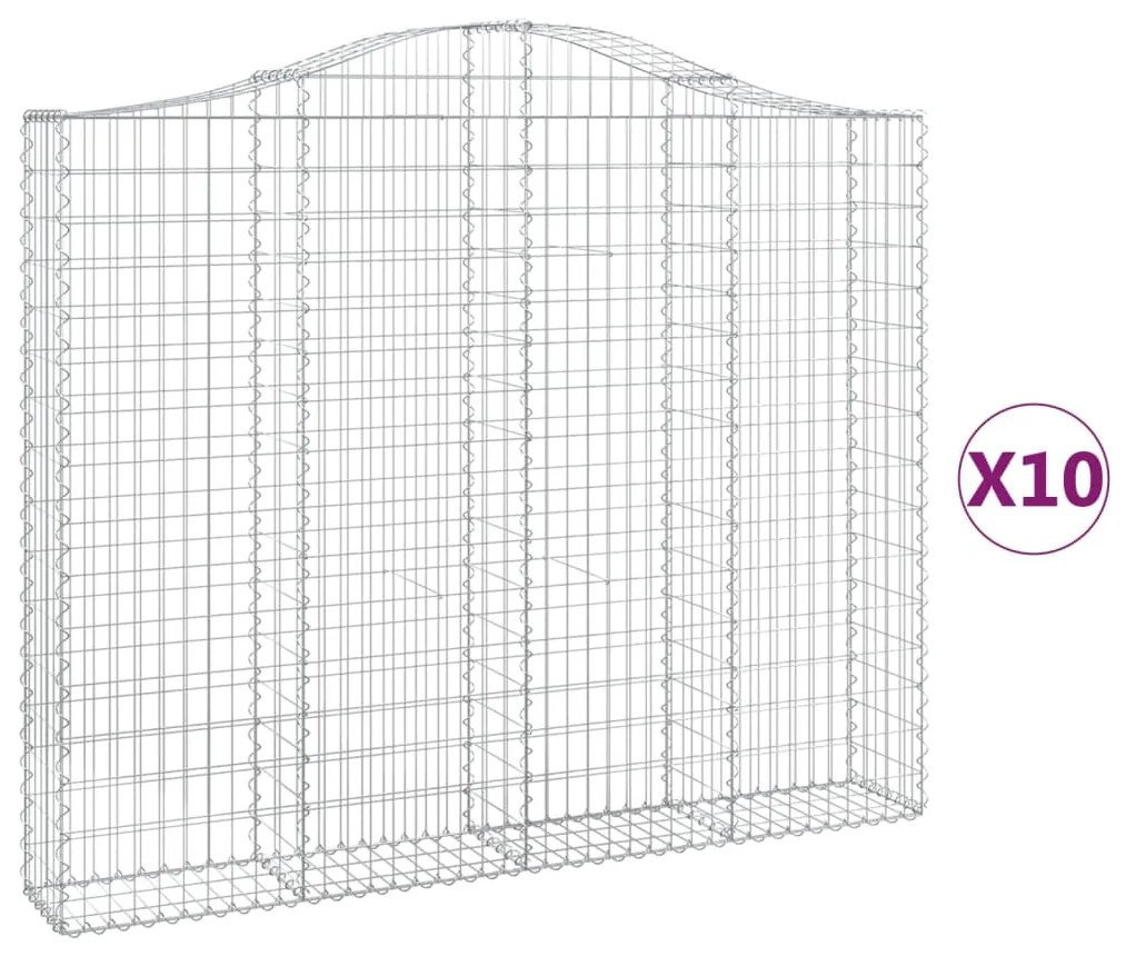 vidaXL Συρματοκιβώτια Τοξωτά 10 τεμ. 200x30x160/180 εκ. Γαλβαν. Ατσάλι