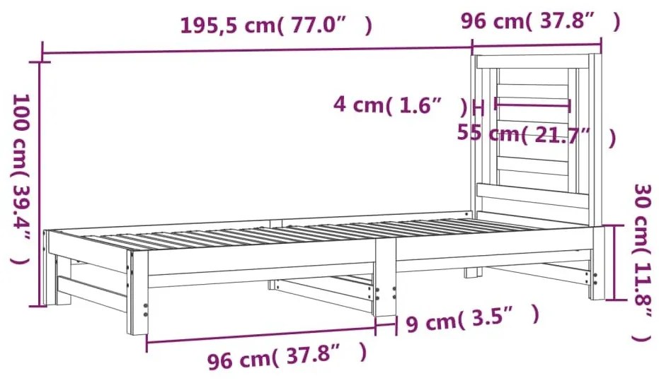 Καναπές Κρεβάτι Συρόμενος Λευκός 2x(90x190) εκ. από Μασίφ Πεύκο - Λευκό