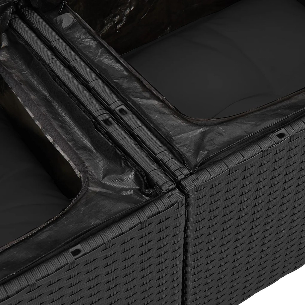 vidaXL Σετ Καναπέ Κήπου 7 pcs Μαύρο 55 x 55 x 37 εκ
