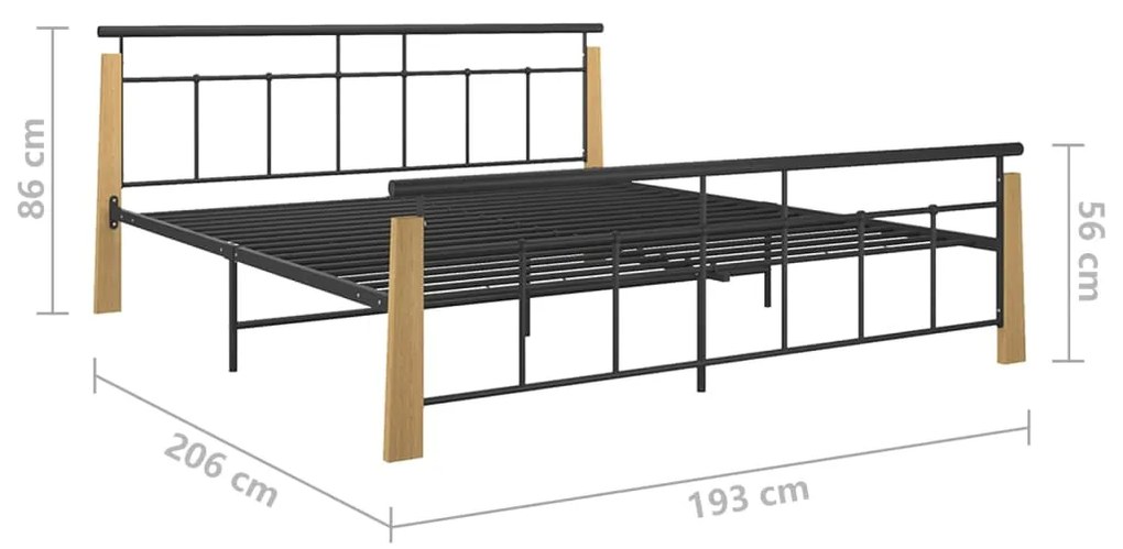 vidaXL Πλαίσιο Κρεβατιού 180 x 200 εκ. Μέταλλο/Μασίφ Ξύλο Δρυός