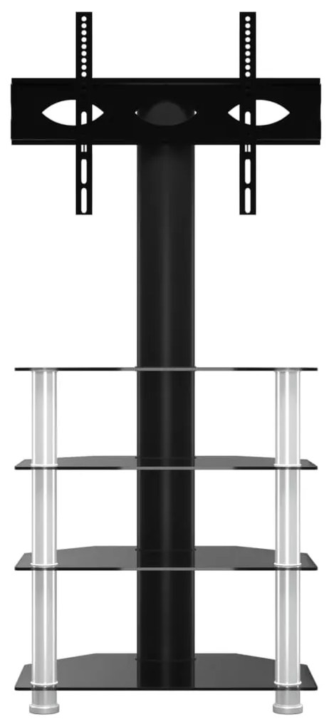 Βάση Τηλεόρασης Γωνιακή 4 Επιπέδων για 32-70 Ιντσών Μαύρη/Ασημί - Μαύρο