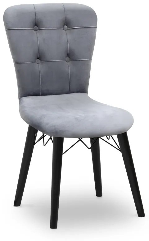0230213 Καρέκλα τραπεζαρίας Palmira Megapap από βελούδο χρώμα γκρι - μαύρο πόδι 47x44x88εκ. Βελούδο, 1 Τεμάχιο