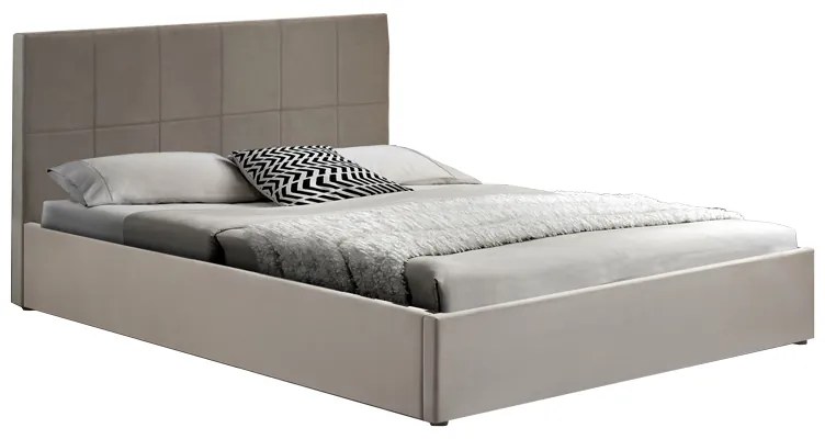 Κρεβάτι με αποθηκευτικό χώρο Zamblene pakoworld γκρι βελούδο 160x200εκ