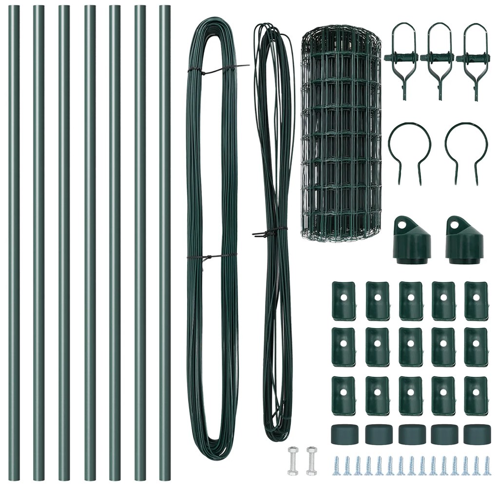 vidaXL Euro Fence με 7 στύλους 0.6x10 μ από γαλβανισμένο χάλυβα Πράσινο