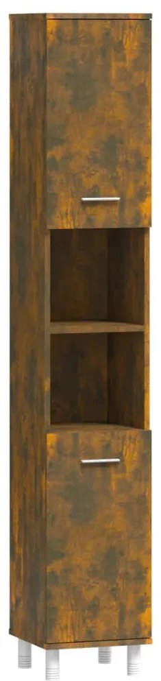 vidaXL Ντουλάπι Μπάνιου Καπνιστή Δρυς 30x30x179 εκ. Επεξεργασμένο Ξύλο