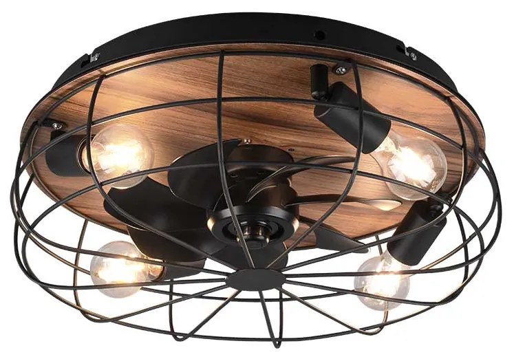 Ανεμιστήρας Οροφής RL Lighting Trondheim R61105032 Μαύρο Ματ-Ξύλο με Φως