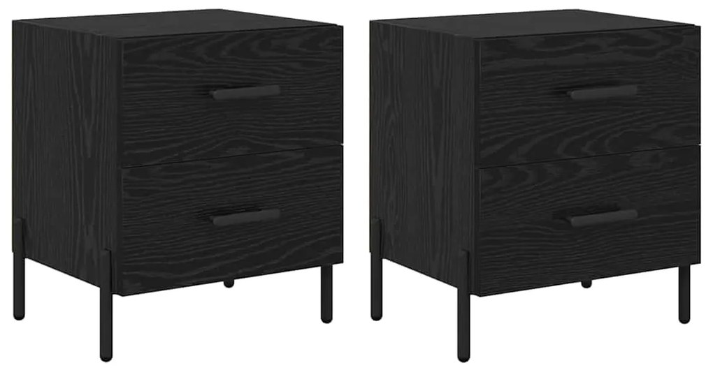 vidaXL Κομοδίνο 2 pcs Μαύρη δρυς 40 x 35 x 47.5 εκ Επεξεργασμένο ξύλο