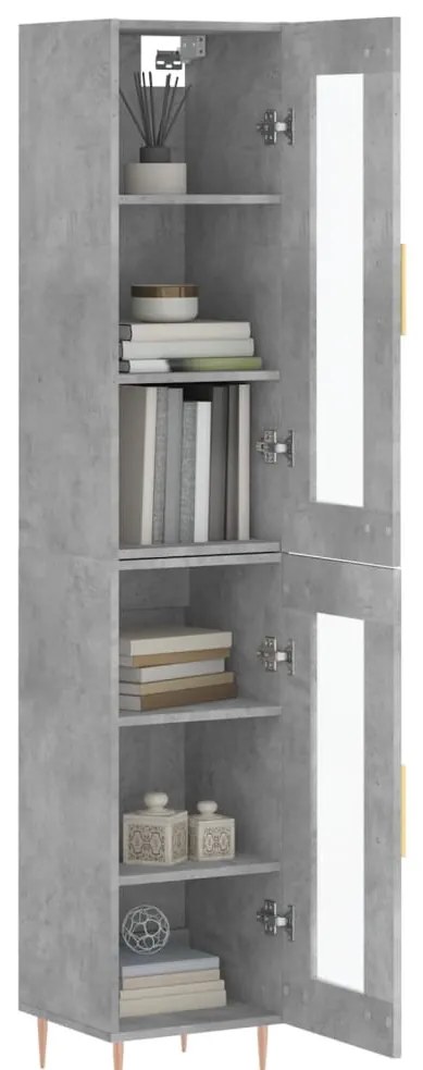 vidaXL Ντουλάπι Γκρι Σκυροδέματος 34,5x34x180 εκ. Επεξεργασμένο Ξύλο