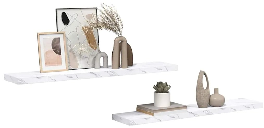 vidaXL Ράφι Τοίχου Επιτοίχιο 2 pcs Λευκό Μάρμαρο 120 x 23,5 x 4 εκ