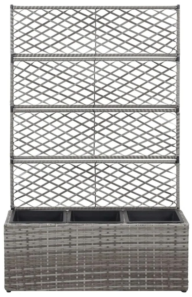 vidaXL Ζαρντινιέρα Υπερυψωμένη+Καφασωτό Γκρι 83x30x130 εκ. Συνθ. Ρατάν