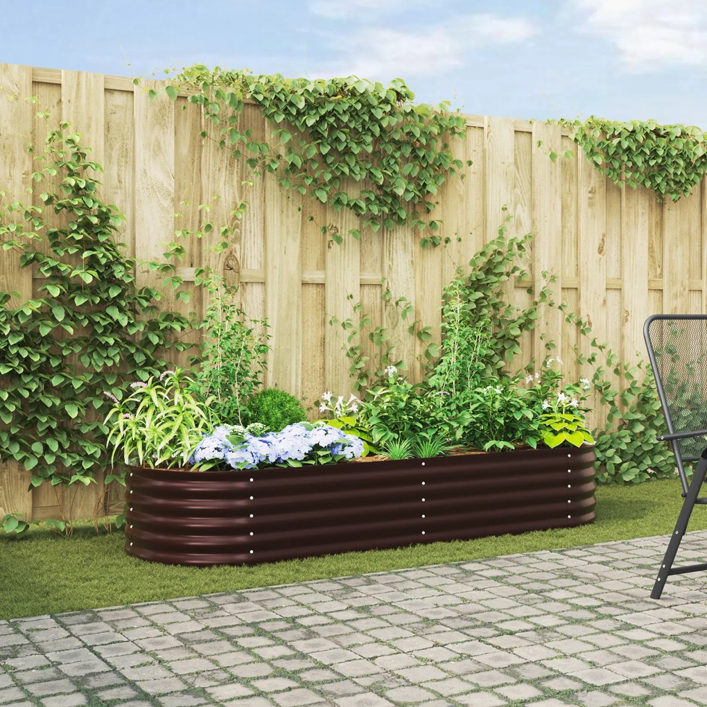 vidaXL Ψηλό κρεβάτι κήπου Καφέ 240x80x44 εκ. Γαλβανισμένο Ατσάλι