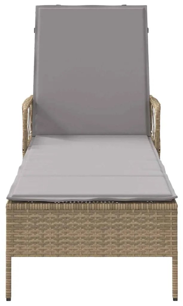 vidaXL Ξαπλώστρα με μαξιλάρι Μπεζ 157 x 55 x 92 εκ. συνθετικό ρατάν