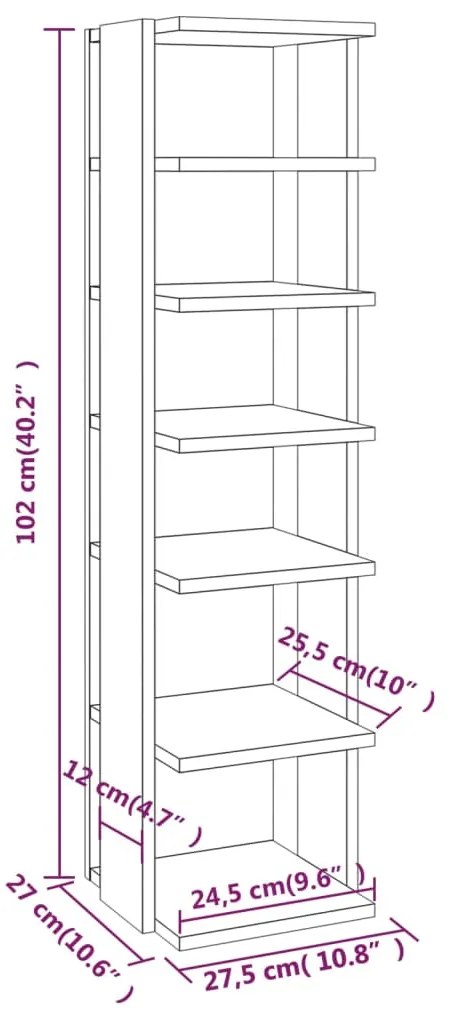 vidaXL Παπουτσοθήκη Καπνιστή Δρυς 27,5x27x102 εκ. Επεξεργασμένο Ξύλο