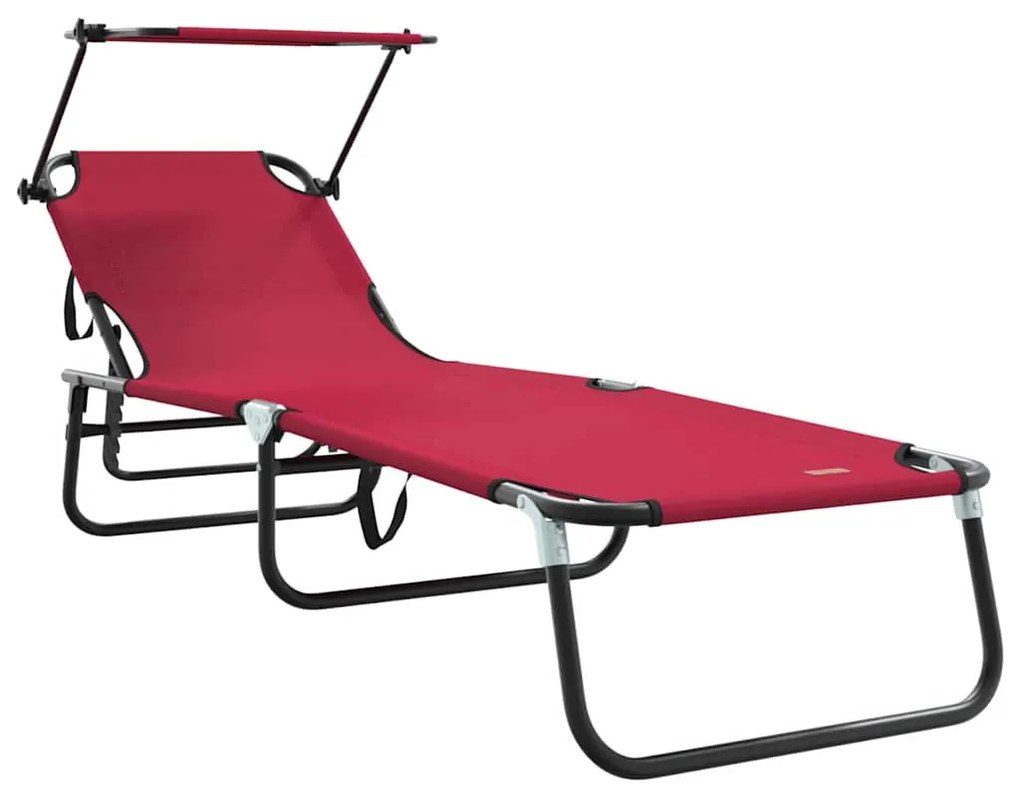 vidaXL Πτυσσόμενη ξαπλώστρα 2 pcs Κόκκινο 56 x 190 x 81εκ ύφασμα