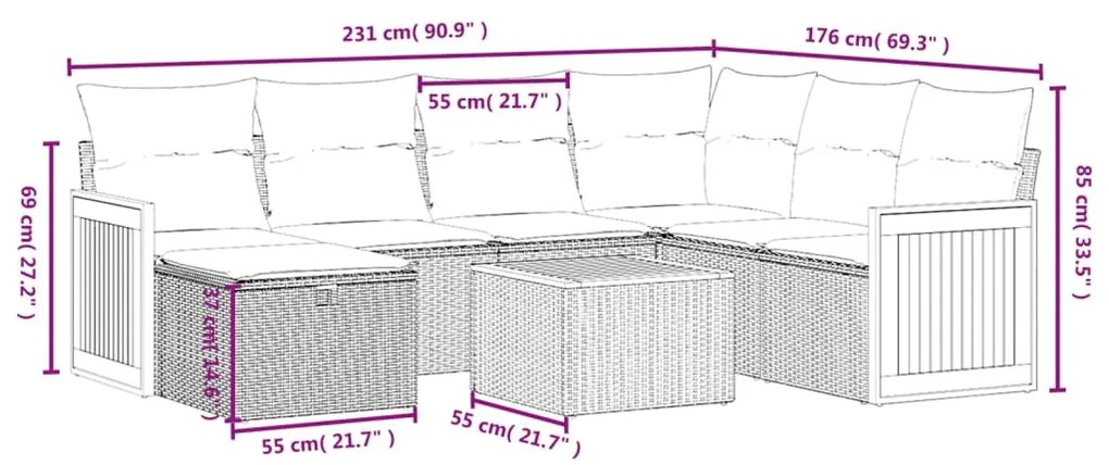 vidaXL Σετ Καναπέ Κήπου 8 τεμ. Μικτό Μπεζ Συνθετικό Ρατάν με Μαξιλάρια