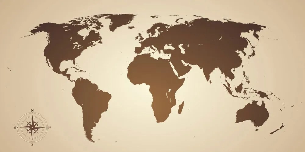 Εικόνα στον παγκόσμιο χάρτη φελλού σε αποχρώσεις του καφέ - 100x50  arrow