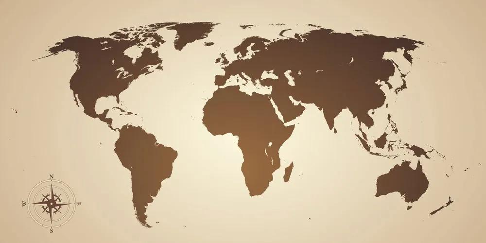 Εικόνα στον παγκόσμιο χάρτη φελλού σε αποχρώσεις του καφέ - 100x50  flags