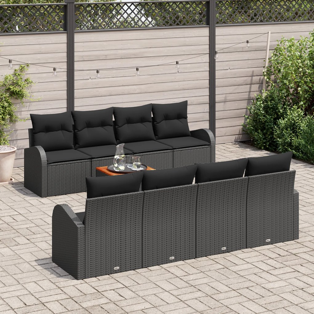 vidaXL Σετ Καναπέ Κήπου 9 pcs Μαύρο Large Πολυ-ρακί, Μέταλλο