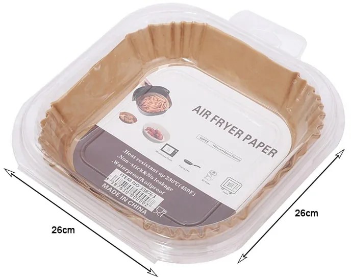 Αντικολλητικό Χαρτί για Air Fryer 20*20*4.5cm 50τμχ - Air fryer pad paper 50pcs 338761