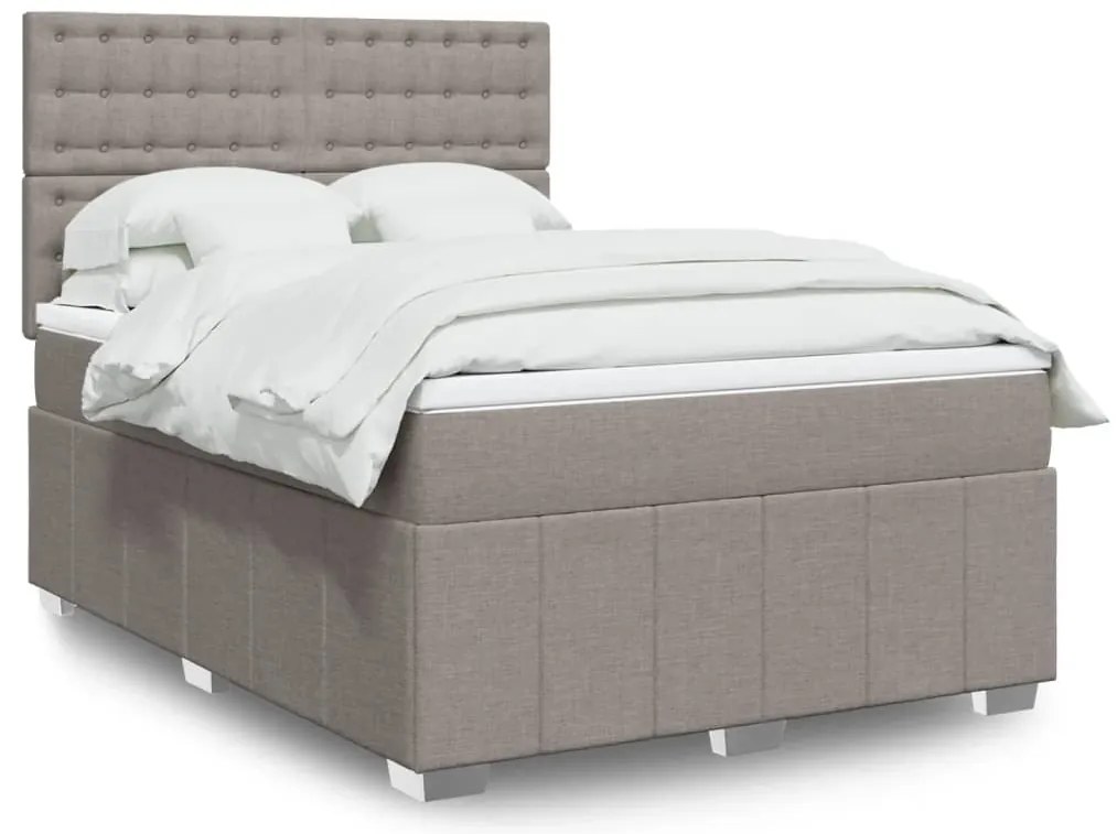 vidaXL Κρεβάτι Boxspring με Στρώμα Taupe 160x200 εκ. Υφασμάτινο