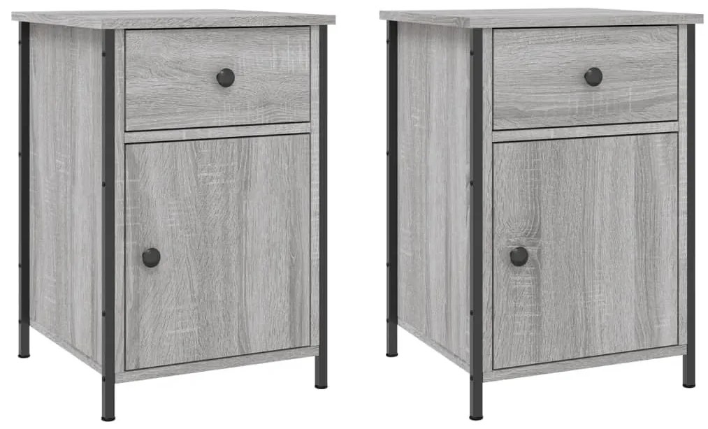 vidaXL Κομοδίνα 2 τεμ. Γκρι Sonoma 40x42x60εκ. από Επεξεργασμένο Ξύλο