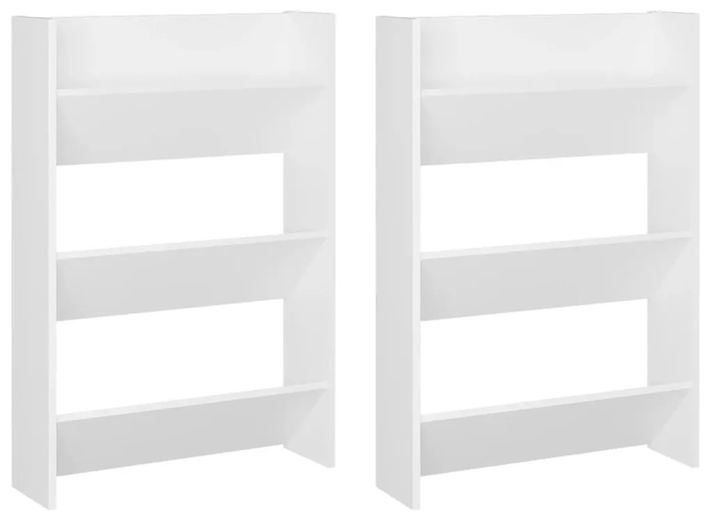 vidaXL Παπουτσοθήκες Τοίχου 2 τεμ. Λευκές 60x18x90 εκ. από Μοριοσανίδα