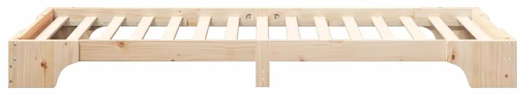 vidaXL Κρεβάτι δαπέδου Καφέ 90 x 210 cm Μασίφ ξύλο πεύκου