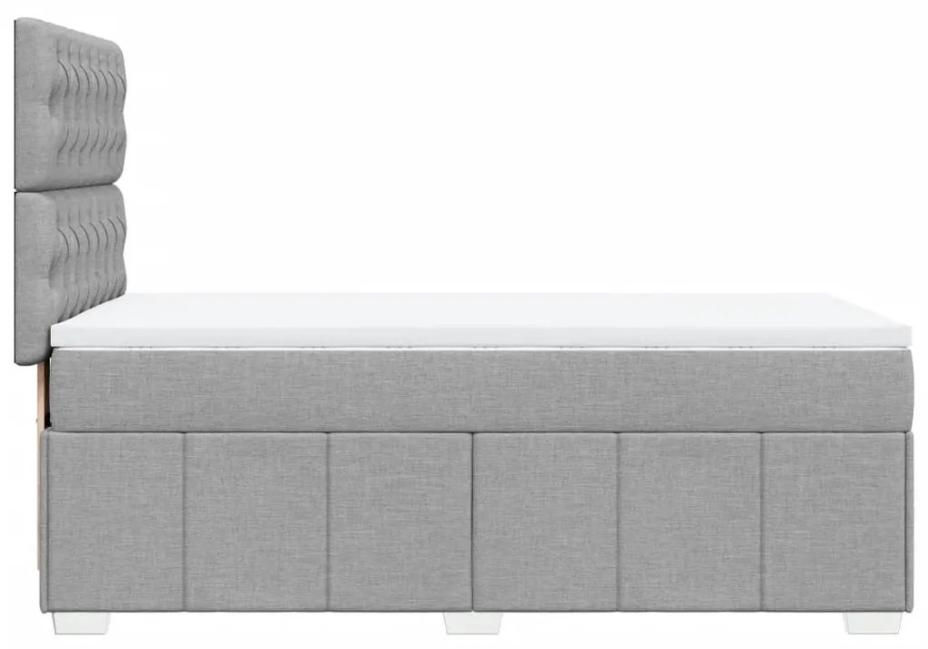 Κρεβάτι Boxspring με Στρώμα Ανοιχτό Γκρι 90x200 εκ. Υφασμάτινο - Γκρι