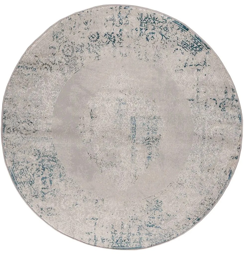 Χαλί Gossip 6185A Blue-Beige Βιοκαρπέτ 160X160 Round