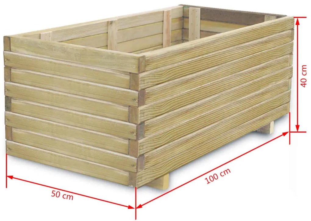 vidaXL Ζαρντινιέρα Υπερυψωμένη Ορθογώνια 100 x 50 x 40 εκ. Ξύλινη