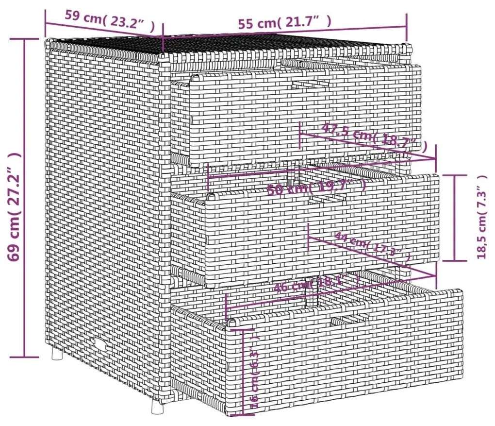 Ντουλάπι Αποθήκευσης Κήπου Καφέ 55x59x69 εκ. Συνθετικό Ρατάν - Καφέ