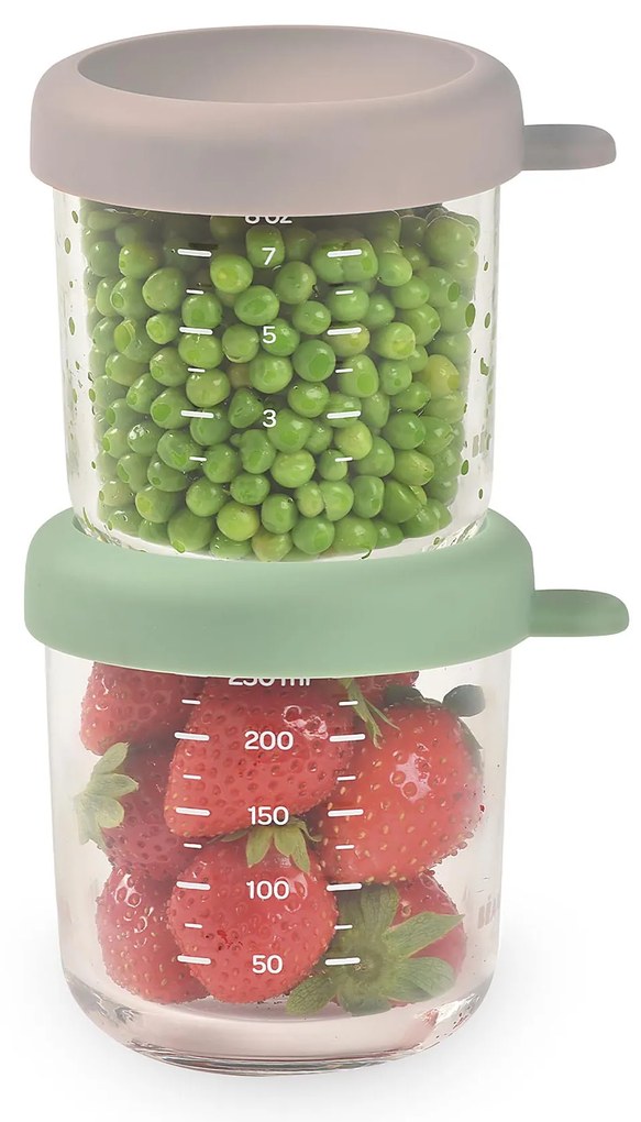 Béaba Γυάλινα Δοχεία αποθήκευσης φαγητού 2τεμ 250ml Sage green/Gazelle