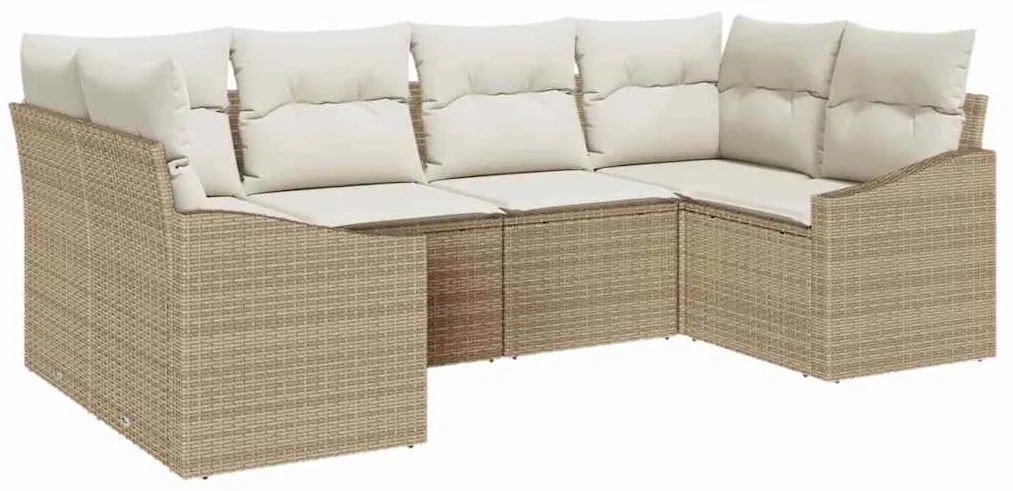vidaXL Σετ Καναπέ Κήπου 6 pcs Μπεζ Πολυ ράταν