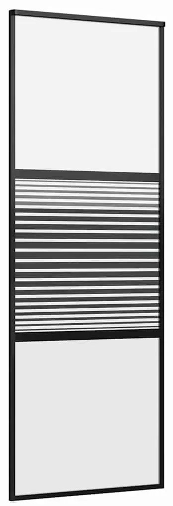 vidaXL Συρόμενη Πόρτα Μαύρο 76 x 205 cm Tempered γυαλί, Αλουμίνιο