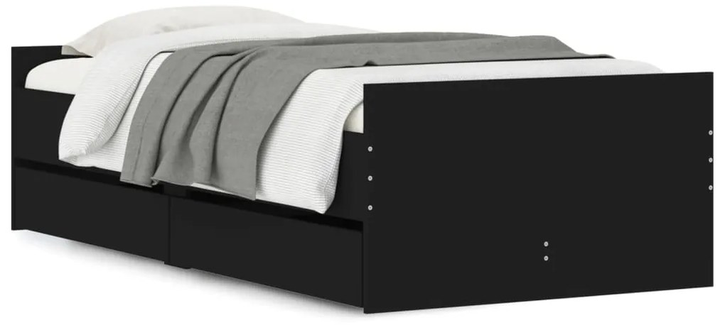 vidaXL Πλαίσιο Κρεβατιού με Συρτάρια Μαύρο 90x200 εκ
