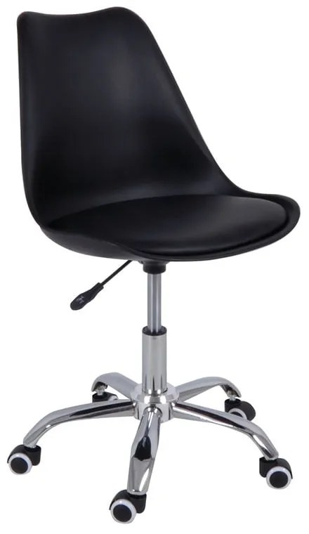 MARTIN-W Καρέκλα Γραφείου, Βάση Χρώμιο, PP &amp; Pu Μαύρο, Μονταρισμένη Ταπετσαρία  56x56x79/91cm [-Μαύρο-] [-PP - PC - ABS-, -PU - PVC-] ΕΟ201,1WL