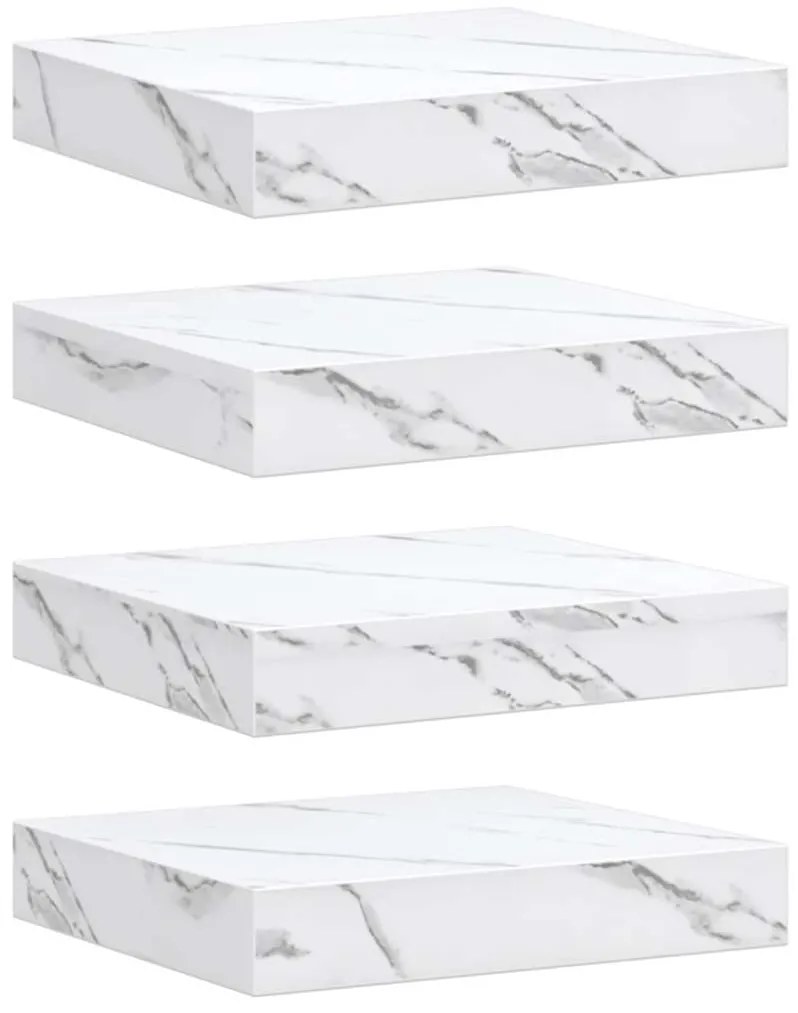 vidaXL Ράφι Τοίχου Επιτοίχιο 4 pcs Λευκό Μάρμαρο 23 x 23,5 x 4 εκ