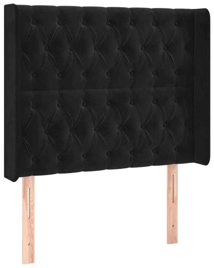 vidaXL Κεφαλάρι με Πτερύγια Μαύρο 93x16x118/128 εκ. Βελούδινο