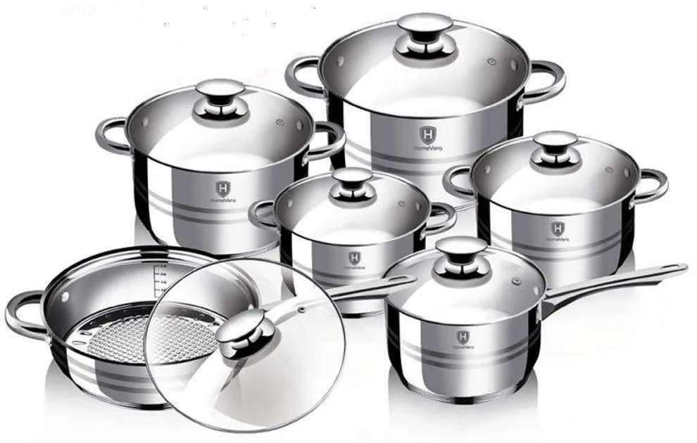 Μαγειρικά Σκεύη (Σετ 12Τμχ) HV-1012 Inox HomeVero Ανοξείδωτο Ατσάλι