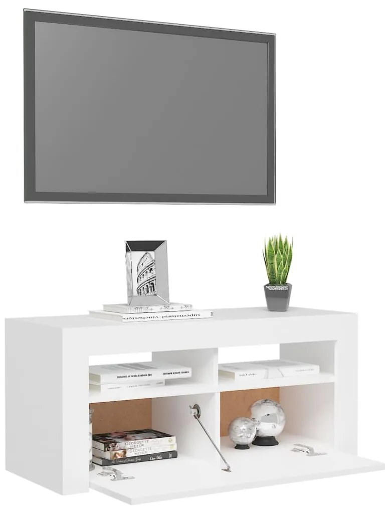vidaXL Έπιπλο Τηλεόρασης με LED Λευκό 90 x 35 x 40 εκ.