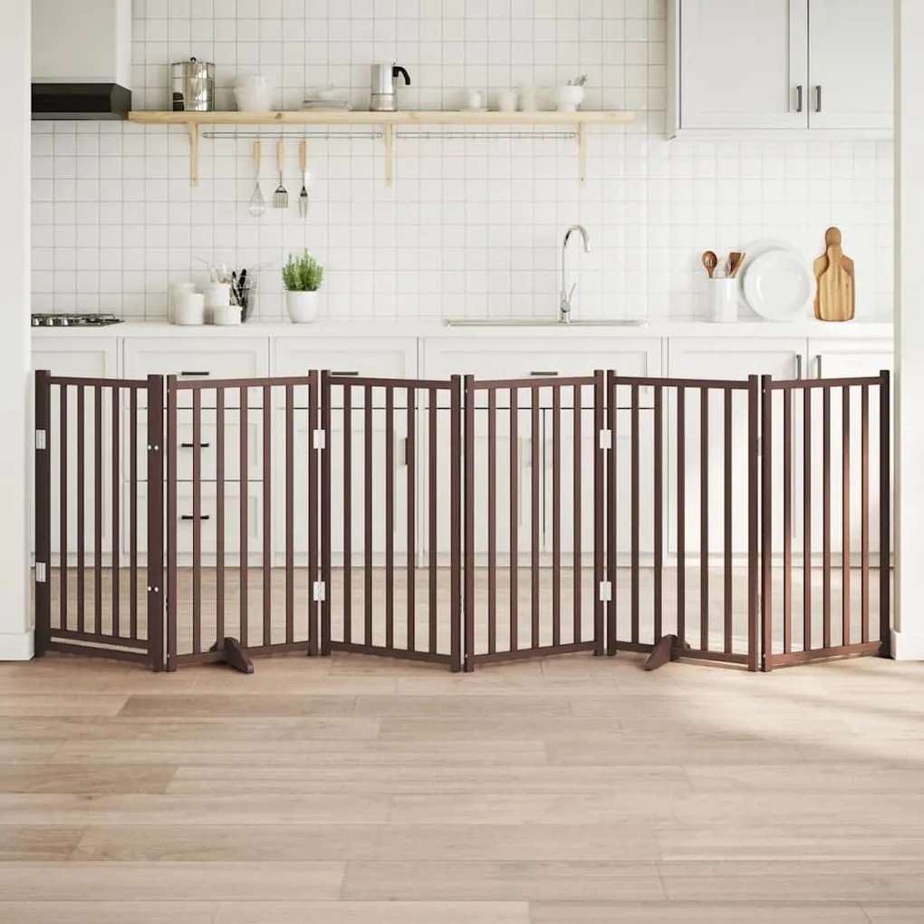 Διαχωριστικό Σκύλων/Πόρτα Πτυσσόμενο 6 Πάνελ 300εκ. Μασίφ Ελάτη